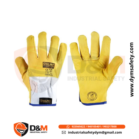 Guante Cuero Driver Amarillo Steelpro
