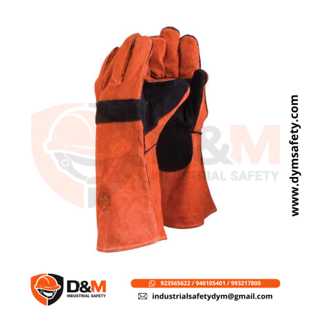 Guante de Cuero Soldador Naranjo / Negro Steelpro