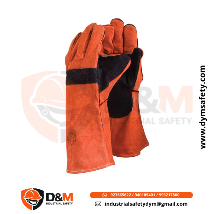 Guante de Cuero Soldador Naranjo / Negro Steelpro
