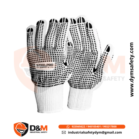 Guante de Hilo Color Blanco Con Puntos de PVC (palma y dorso) Steelpro