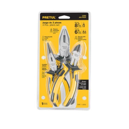 Juego de 3 Alicates Pretul 22966, Comfort Grip